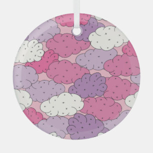 Cartoon clouds, fun vintage repeat. glass tree decoration