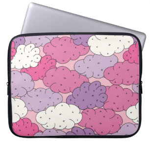 Cartoon clouds, fun vintage repeat. laptop sleeve