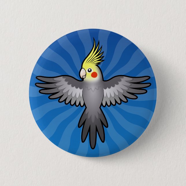 Cartoon Cockatiel 6 Cm Round Badge (Front)