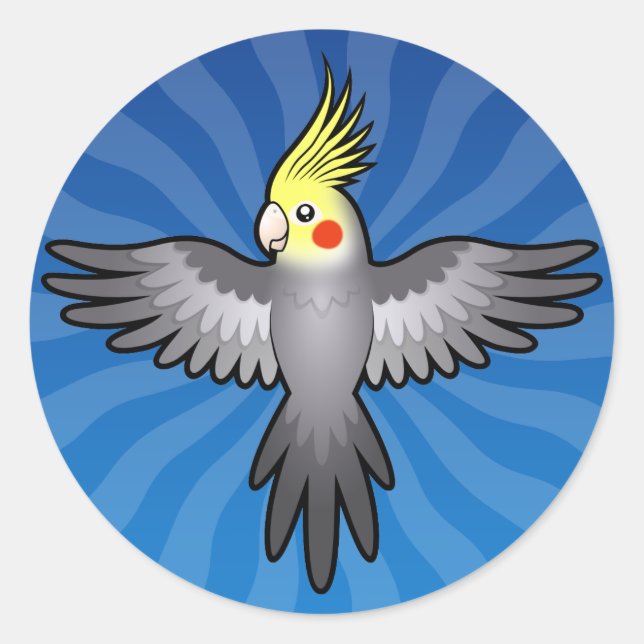 Cartoon Cockatiel Classic Round Sticker (Front)