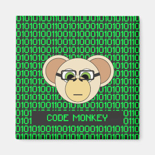 Cartoon Code Monkey Geek Magnet
