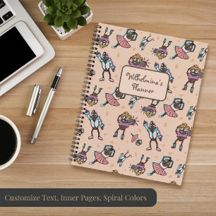 Cartoon Coffee Bean Dance Party Notebook