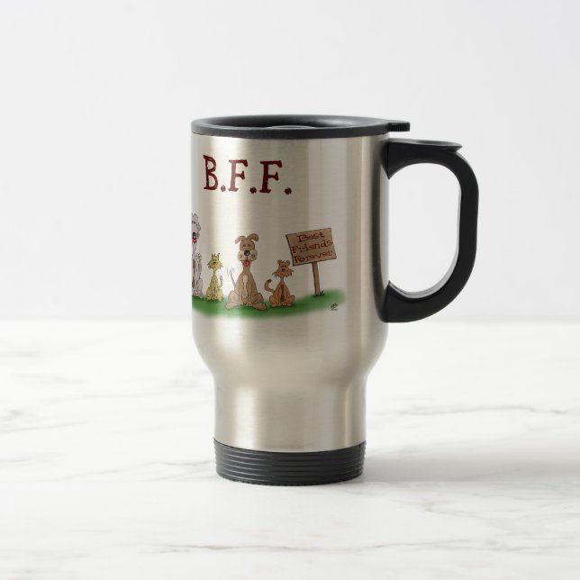 Cartoon Coffee/Tea Mugs: Best Friends Forever Travel Mug (Right)