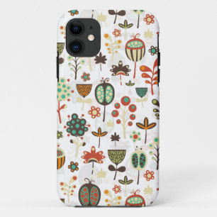 Cartoon Colourful Retro Flowers Illustration iPhone 11 Case