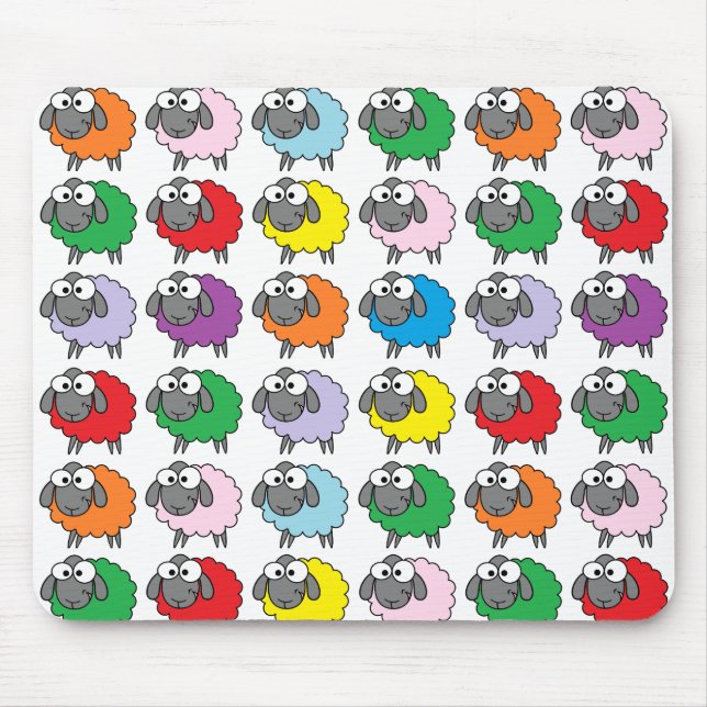 Cartoon Colourful Sheep Pattern Mouse Mat (Front)