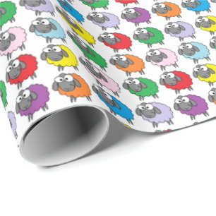 Cartoon Colourful Sheep Pattern Wrapping Paper