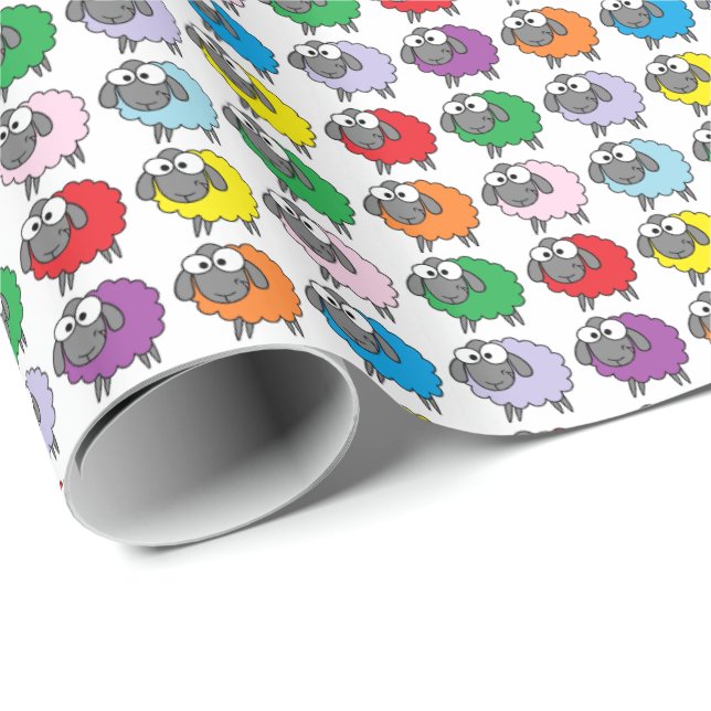 Cartoon Colourful Sheep Pattern Wrapping Paper (Roll Corner)