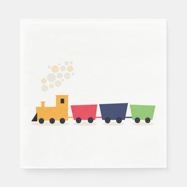 Cartoon Colourful Train Napkin (Front)