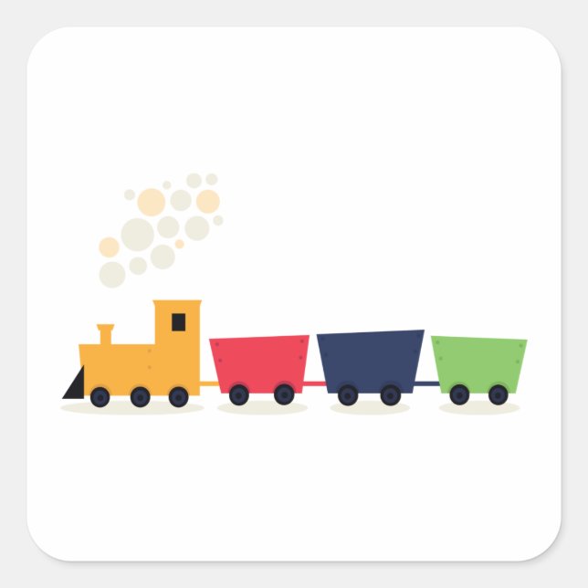 Cartoon Colourful Train Square Sticker (Front)