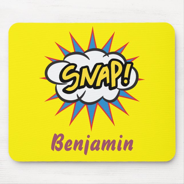 Cartoon Comic book pattern bright yellow Mouse Mat (Front)