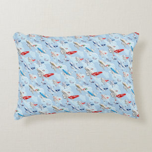 Cartoon commercial aeroplanes seamless pattern fab decorative cushion