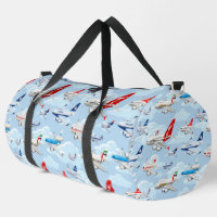 Cartoon commercial airplanes seamless pattern