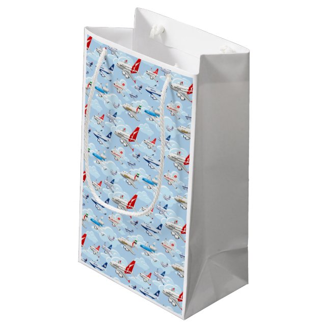 Cartoon commercial civilian aeroplanes seamless pa small gift bag (Back Angled)