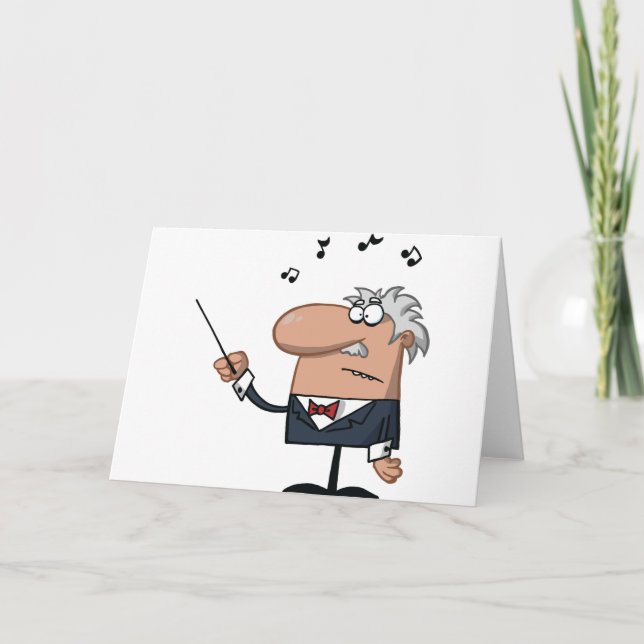 Cartoon Conductor Greeting Cards (Front)