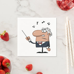 Cartoon Conductor Paper Napkins