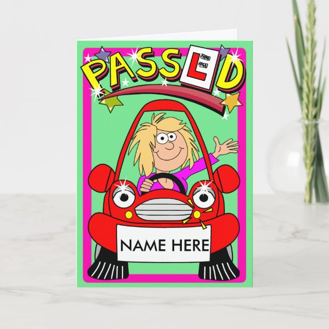 Cartoon Congratulations On Passing Driving Test Card (Front)