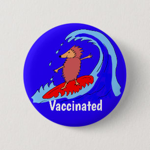 Cartoon Cool Surf Dude Hedgehog Vaccinated 6 Cm Round Badge