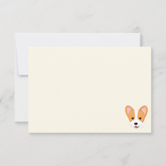 Cartoon Corgi Blank Cream Off White Card (Front)