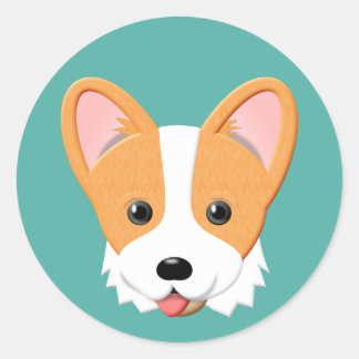 Cartoon Corgi  Classic Round Sticker