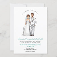 Cartoon Couple Photo Personalised Wedding