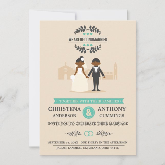 Cartoon Couple Wedding Invitation (DAA) (Front)
