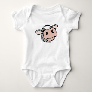 cartoon cow black white pink kiss grey farm animal baby bodysuit