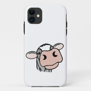 cartoon cow black white pink kiss grey farm animal iPhone 11 case