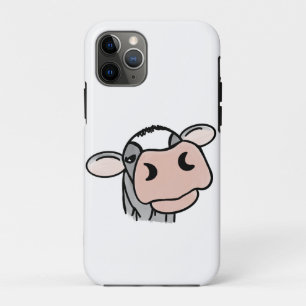 cartoon cow black white pink kiss grey farm animal iPhone 11 pro case