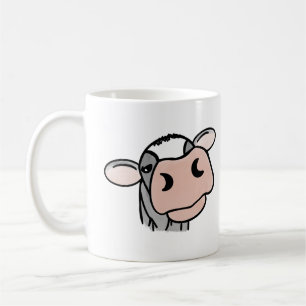 cartoon cow black white pink kiss grey farm animal coffee mug