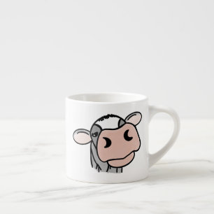 cartoon cow black white pink kiss grey farm animal espresso cup