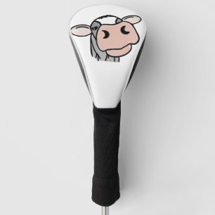cartoon cow black white pink kiss grey farm animal golf head cover