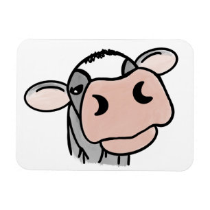 cartoon cow black white pink kiss grey farm animal magnet