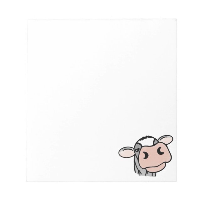 cartoon cow black white pink kiss grey farm animal notepad (Front)