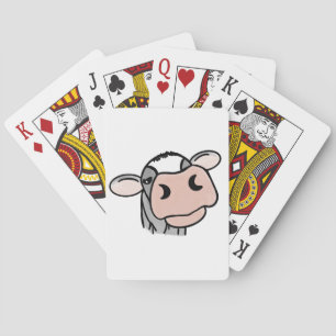 cartoon cow black white pink kiss grey farm animal playing cards