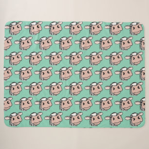 cartoon cow black white pink kiss grey farm animal sherpa blanket