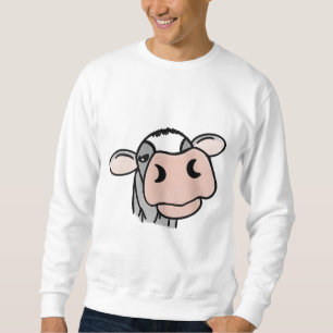 cartoon cow black white pink kiss grey farm animal sweatshirt
