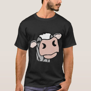 cartoon cow black white pink kiss grey farm animal T-Shirt