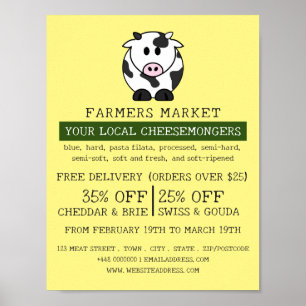 Cartoon Cow, Cheesemonger Advertising Poster