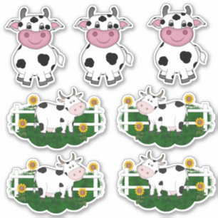 Cartoon Cow Contour Sticker Asst.