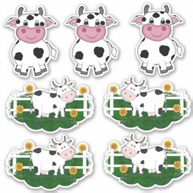 Cartoon Cow Contour Sticker Asst. (Front)
