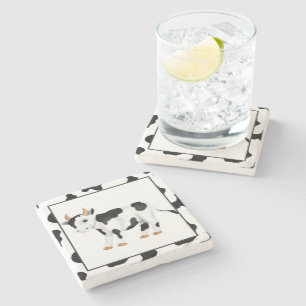 Cartoon  cow country marble coaster