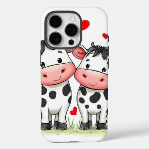 Cartoon Cow Couple Love iPhone 16 Pro Case