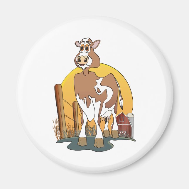 Cartoon Cow  Guernsey Barn Magnet (Front)