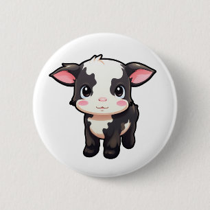 Cartoon cow illustration 6 cm round badge