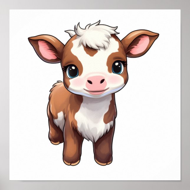 Cartoon cow illustration poster (Front)