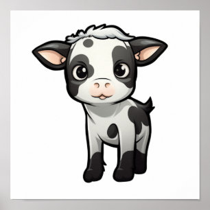 Cartoon cow illustration poster