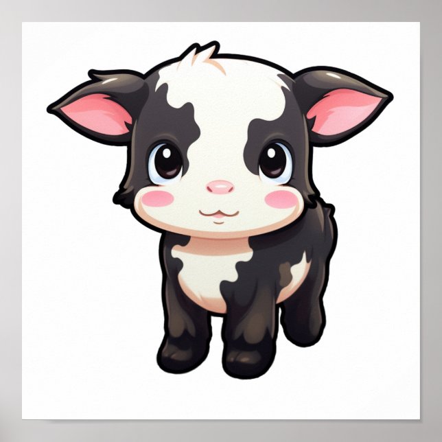 Cartoon cow illustration poster (Front)