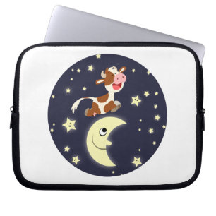 Cartoon Cow Jumped Over The Moon Laptop Sleeve