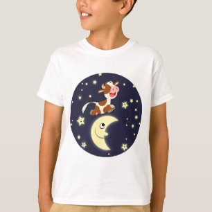 Cartoon Cow Jumping Over The Moon Kids T-Shirt