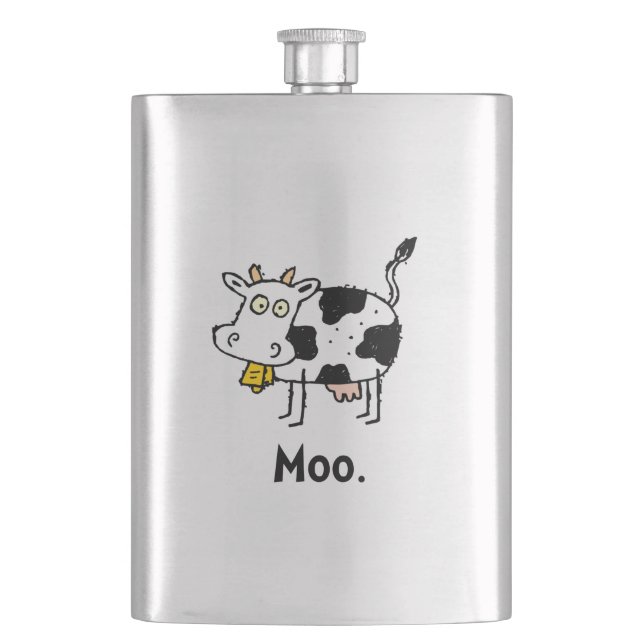 Cartoon Cow Moo Hip Flask (Front)